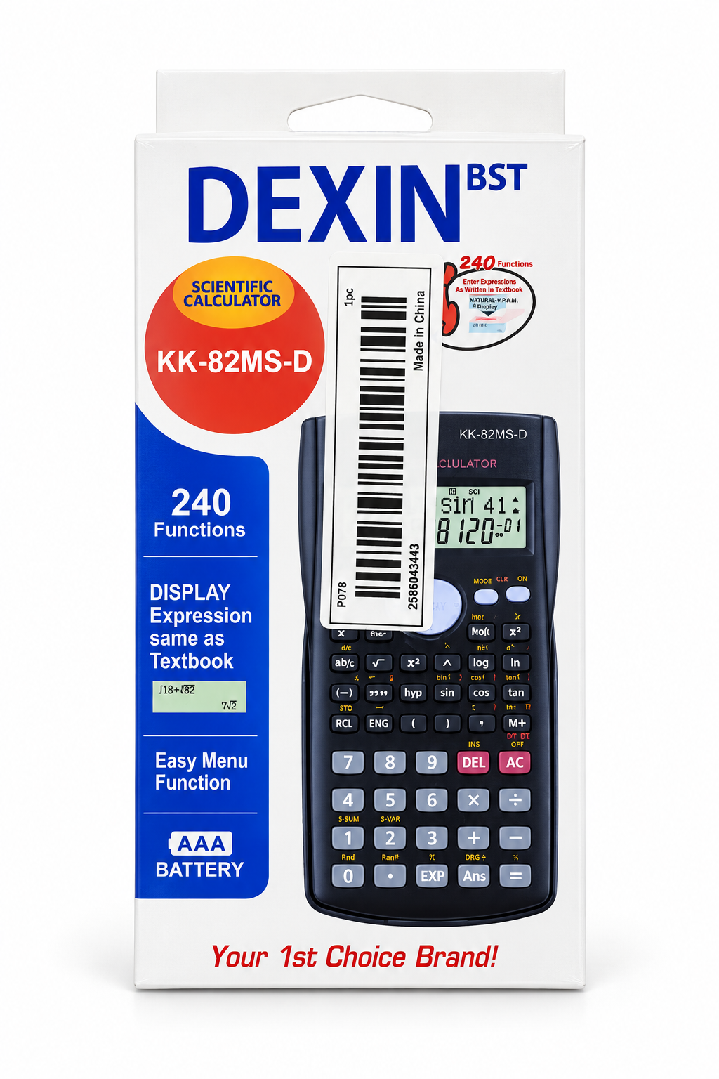 Calculatrice scientifique DEXIN KK-82MS-D – 240 fonctions