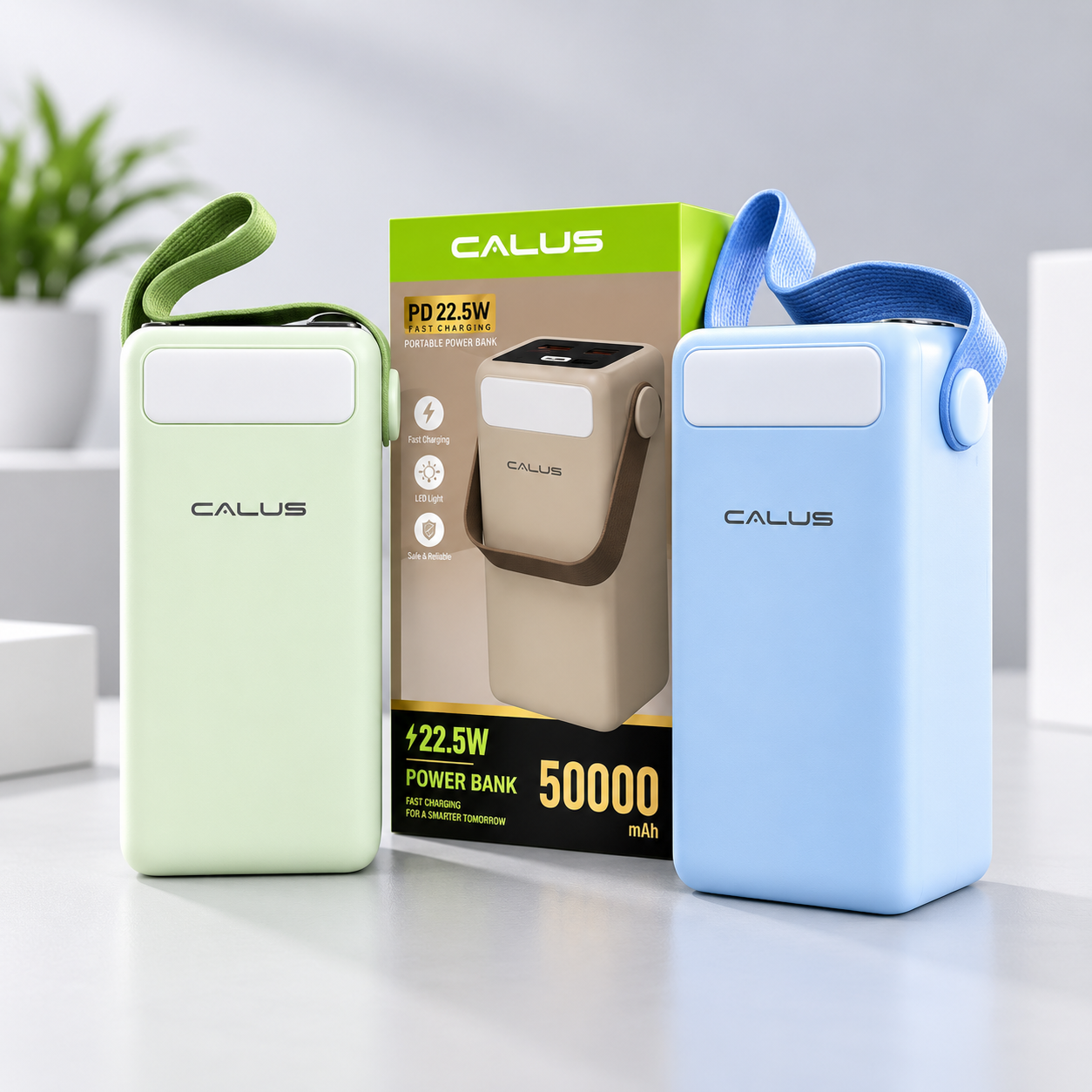 Power Bank CALUS 50 000 mAh – Charge rapide PD 22,5 W avec lampe LED