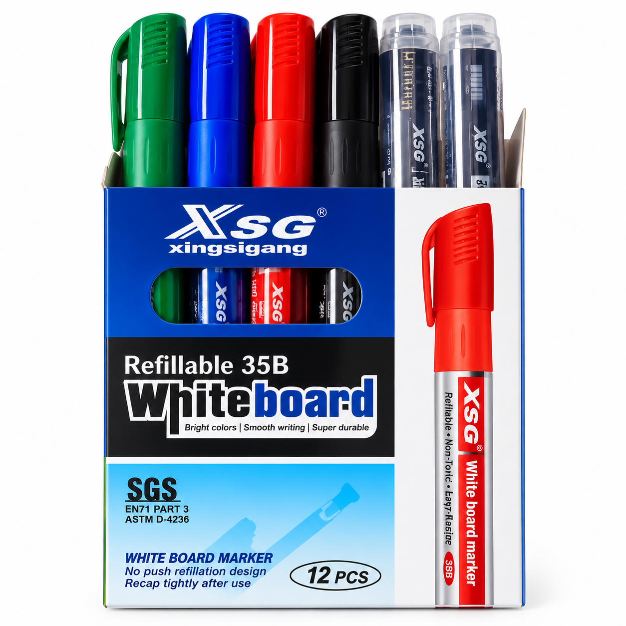 Lot de 12 marqueurs rechargeables pour tableau blanc XSG 35B