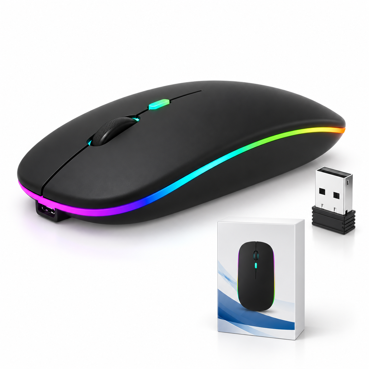 Souris sans fil RGB avec récepteur USB